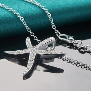 Bimini Beachwear 925 Sterling Silver & CZ Starfish Pendant Necklace